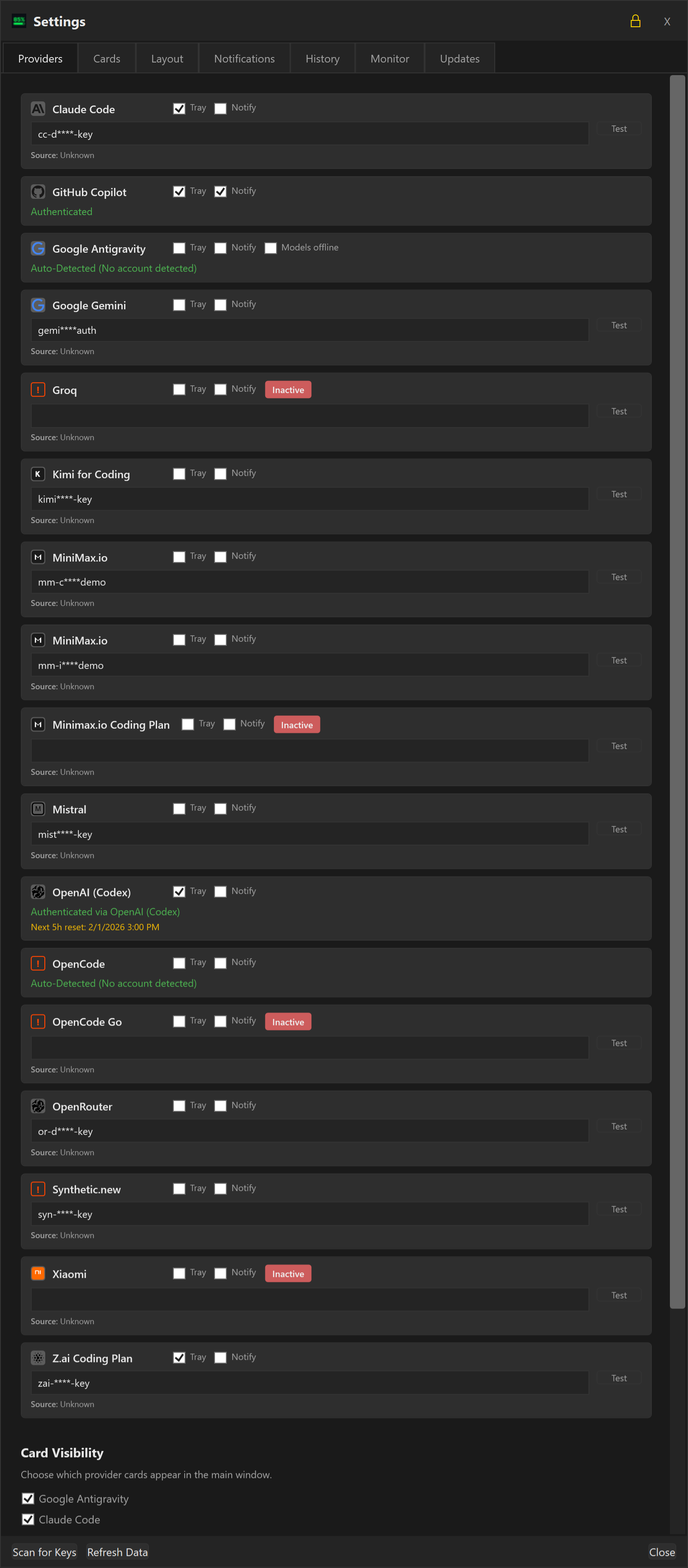 Provider Settings